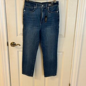 Express slim ankle super high-rise dark wash jeans